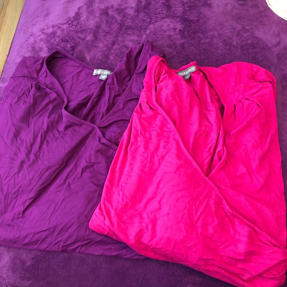 2 wrap around silky blouses